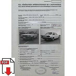 1980 Audi 80 FIA homologation form PDF download